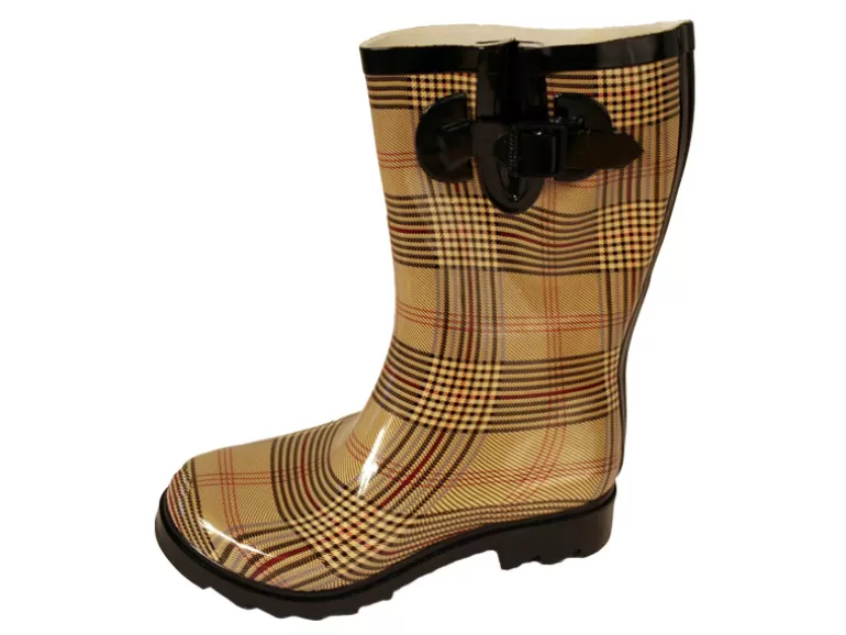 Vegan Chic British Plaid Rain Boot>Women Vegan Boots